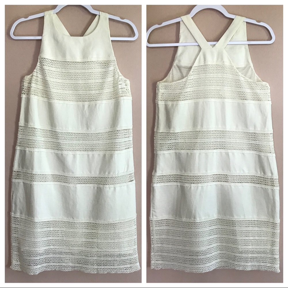 LOFT Jasmine ivory eyelet cotton linen shift dress - Picture 2 of 7